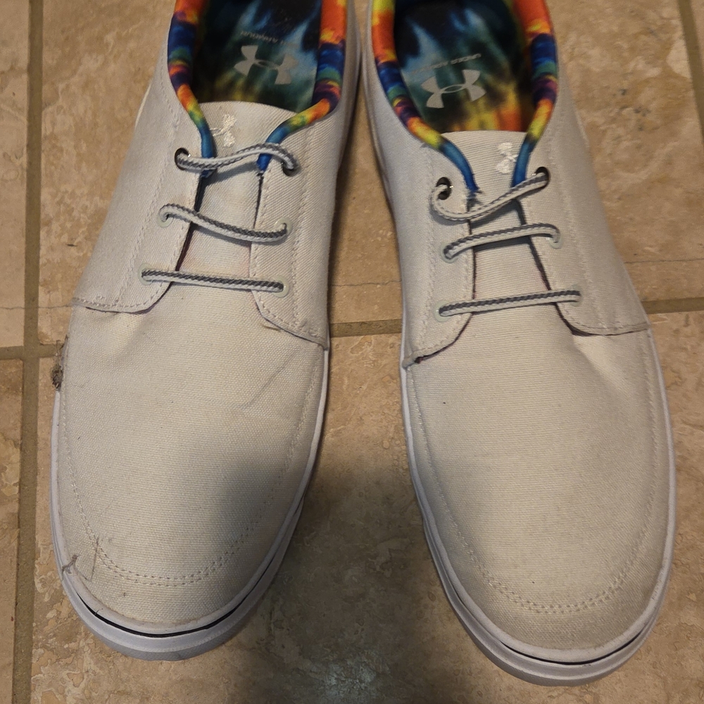 Under Armour Men's White Sneakers with Colorful Lining